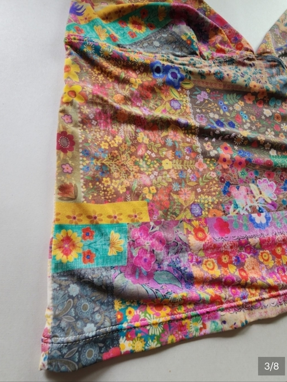 NATURAL LIFE Multicolor Floral Patchwork Crop Top NWOT - Picture 5 of 6